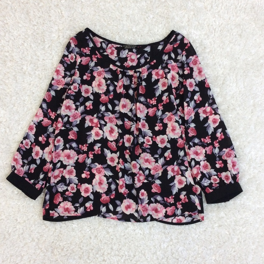 Stitchfix Papermoon Pink and Gray Floral Blouse